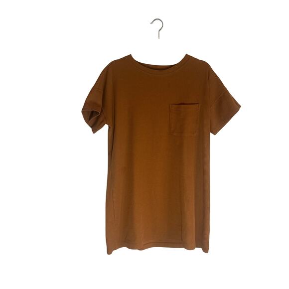 Madewell Women's Ribbed Pocket T-Shirt M Short Sleeve Casual Rust Brown - Picture 5 of 14